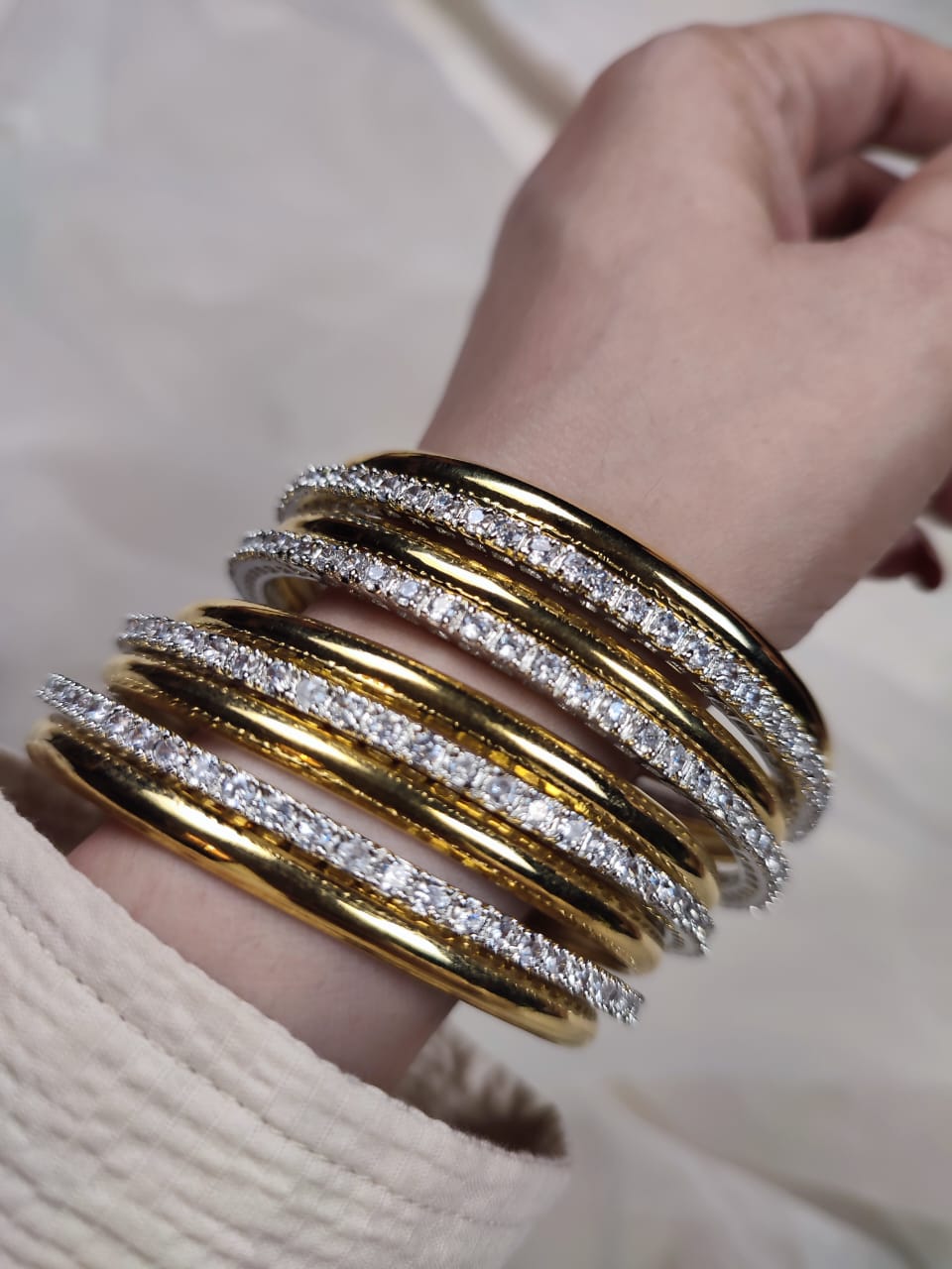 Diamond and Gold Bangles