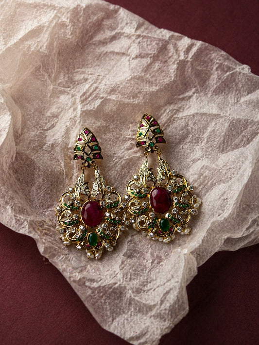 24k gold plated chetam earrings for women.